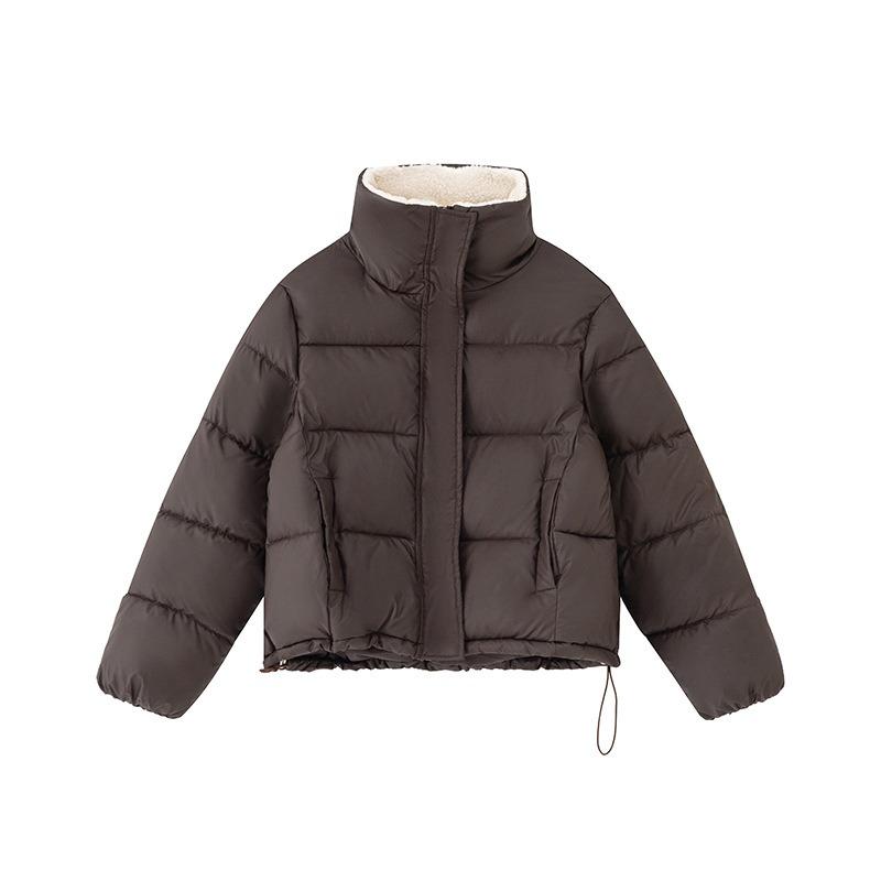 Lamb Wool Large Lapel Splicing Small Lambskin Down Cotton Clothes Women's Winter New Small Short Jacket Windproof