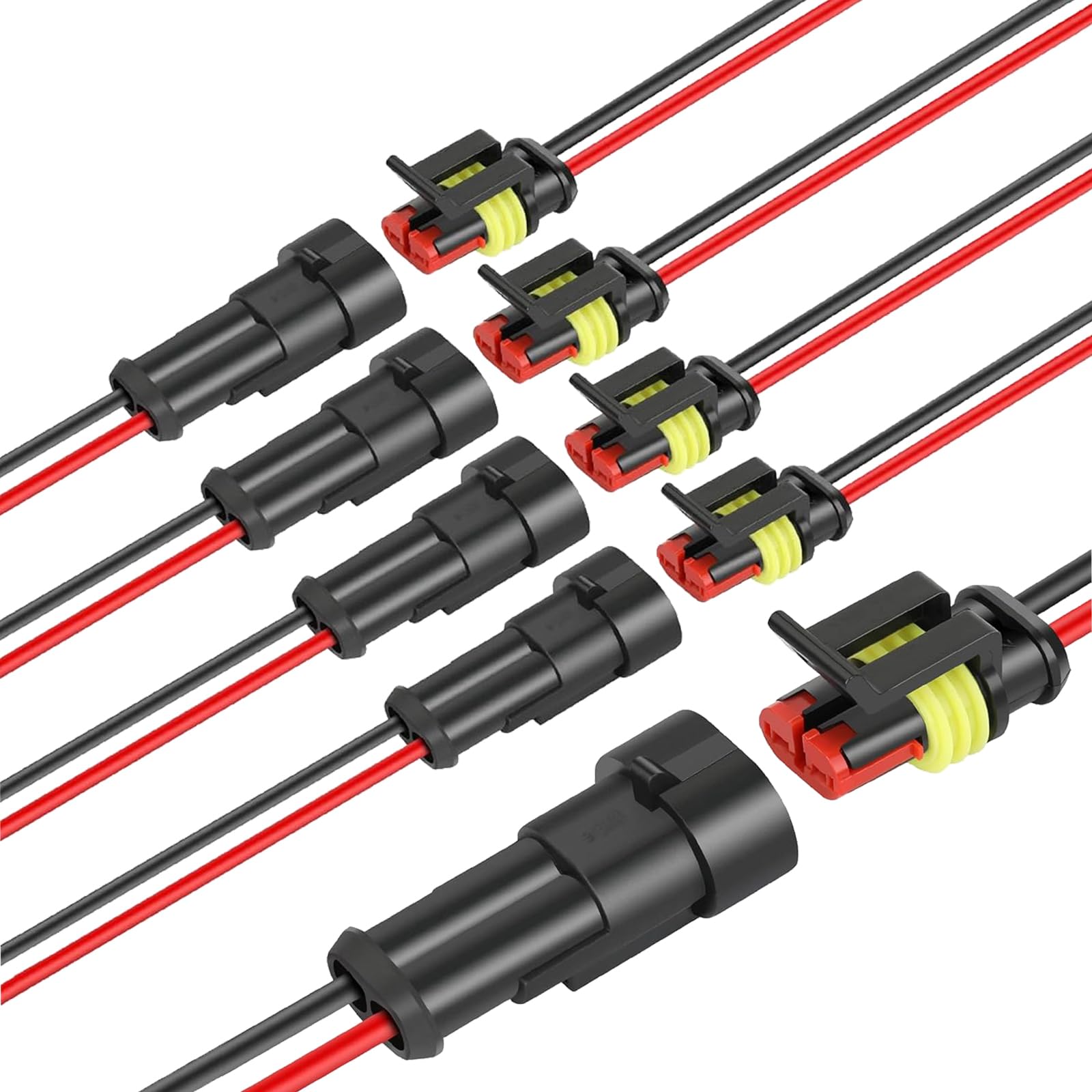 DONGFANGB Car Wire Connector 2 Pin Waterproof Connector 2 Pin 5 kits
