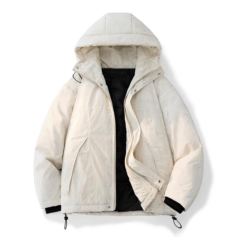 Men's Tie-Dye White Duck Down Jacket - Winter Warmth, Thick & Versatile, Plus Size Loose Casual Outerwear