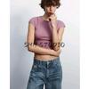 Spring New Women clothes Commuter Leisure Short sleeve Cotton and Modal Blended round Neck Short t-shirt 3641309