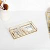 7.87*5.5*1.38 Inch Decorative Tray Gold Vintage Jewelry Tray Gold-rimmed Glass Storage Tray  Office