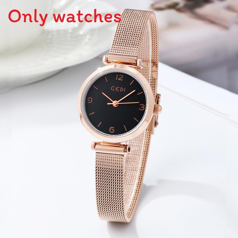 Womens Fashion Quartz Watch With Stainless Steel Band And Circular Dial Design For Casual Daily Wear BlackRose