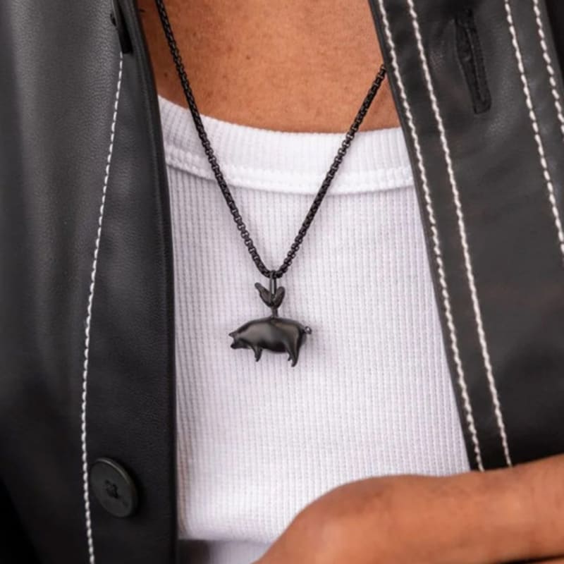 PIG & HEN Pendant Necklace - Black X Black