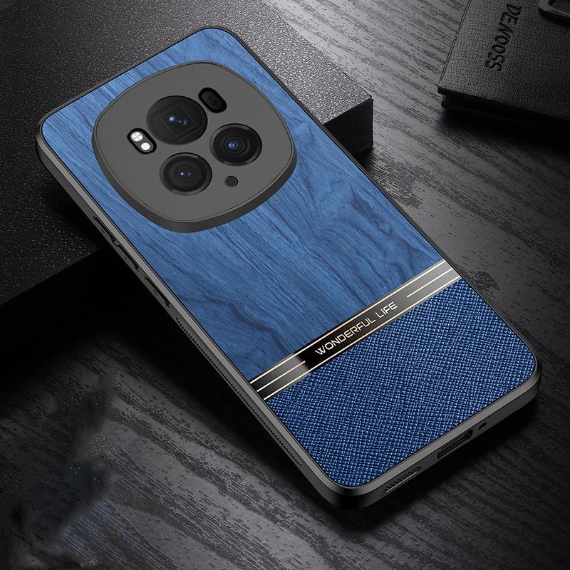 

Имитация текстуры дерева противоударный чехол для телефона Capa для Huawei Magic 6 Pro защитный чехол для объектива камеры для Huawei Magic 5 Pro мягкий силиконовый чехол-рамка Nova 9SE синий