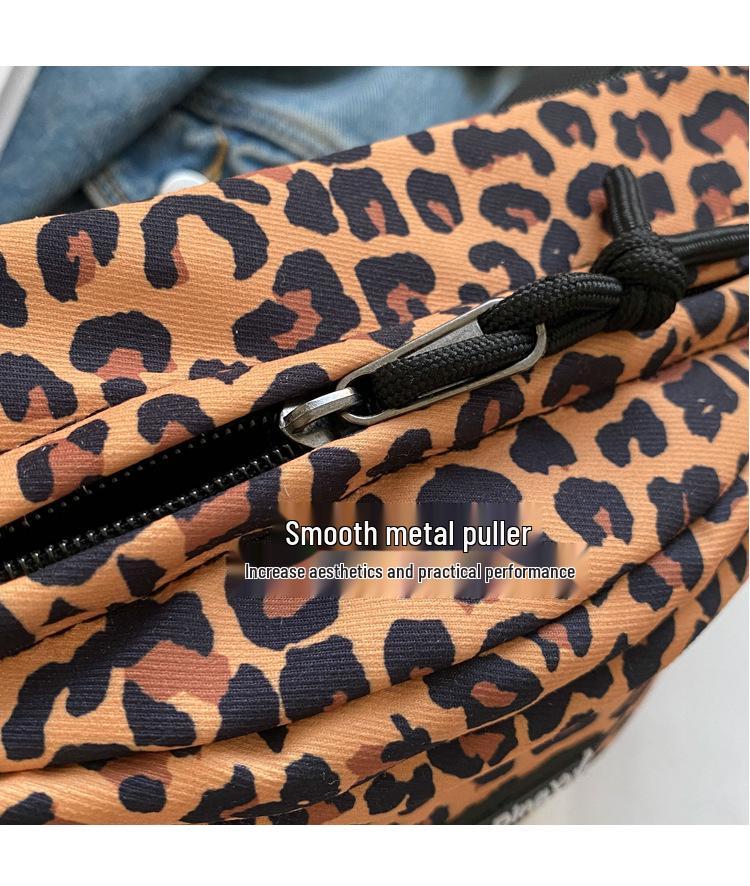 Women's 2024 Leopard Print Crossbody Chest Bag – Stylish Korean Design, Versatile for Waist or Shoulder Wear