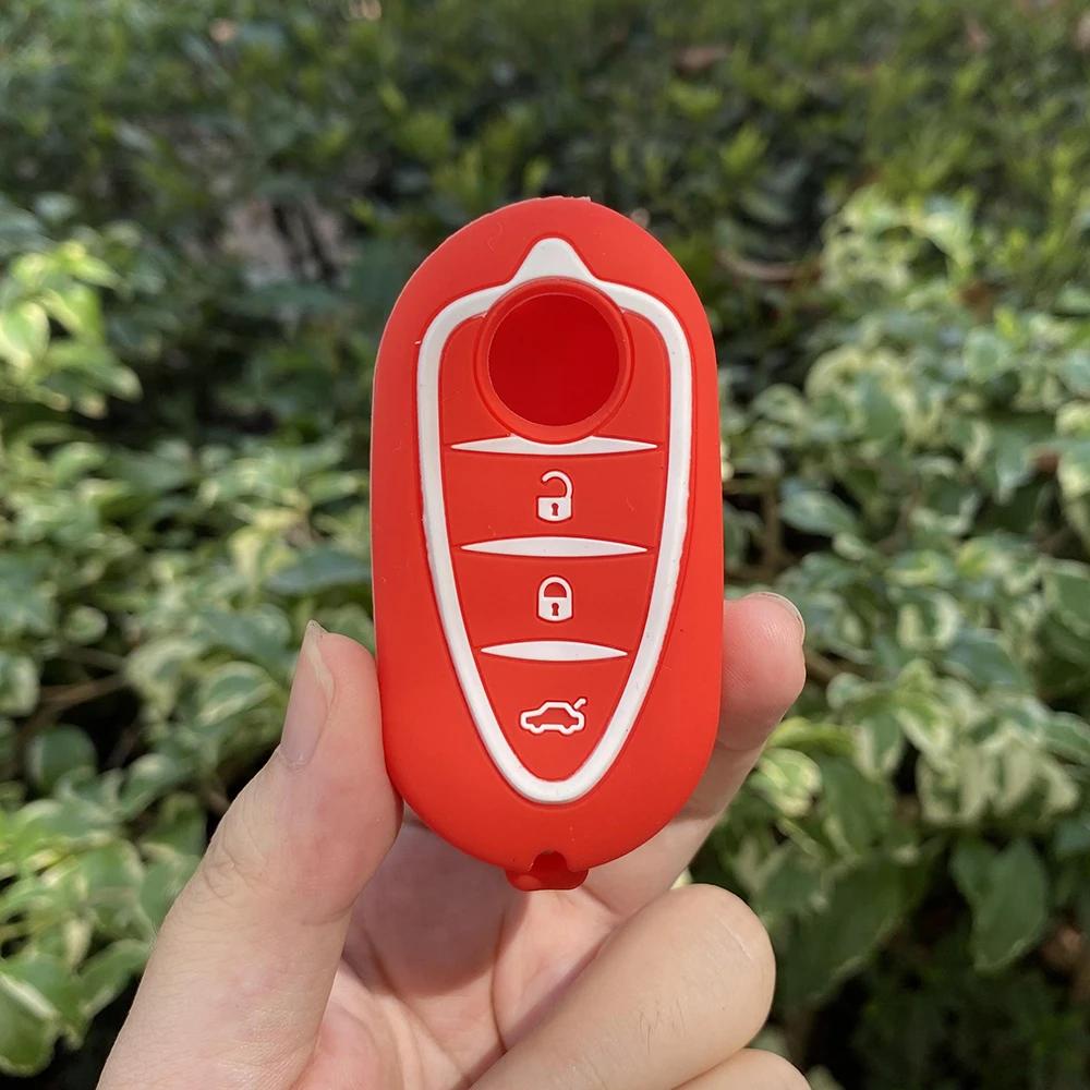 

3 Button Silicone Car Key Pad for Alfa Romeo 4C Mito Giulietta Myth 159 GTO GTA Flip Remote Key Car Accessories keychain красный