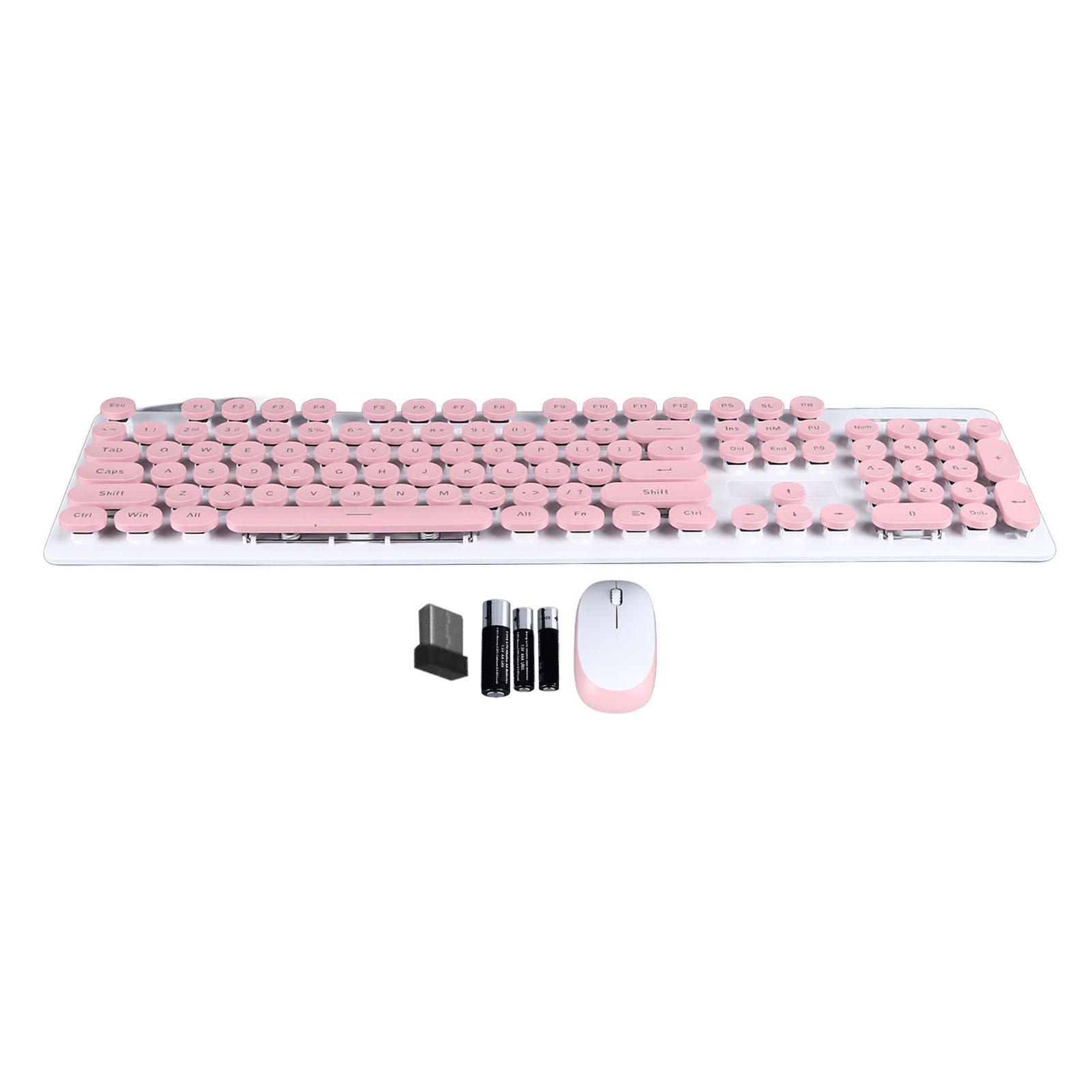 

Беспроводная клавиатура и мышь Combo Punk Style Round Keycap Cute для настольного ноутбука и компьютера