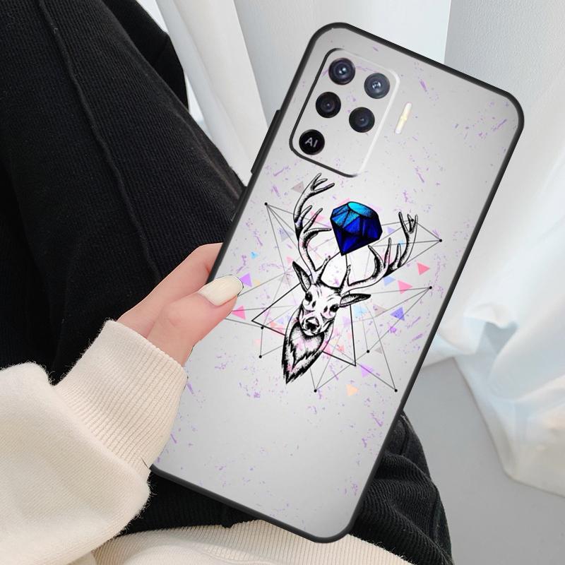 Deer Reindeer Animal Case For Oppo A54 A74 A94 A18 A57 A17 A77 A38 A58 A78 A98 A80 A60 A40 A96 A76 A16 A15 A5 Pro