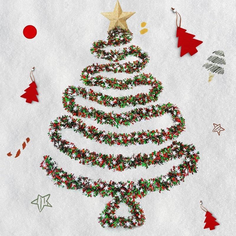 2M Weihnachts-Schneeflocken-Lametta-Girlande Weihnachtsbaumschmuck Weihnachten Metallische Drehgirlande Deckenhänger Neujahrs-Partydeko