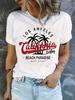 European Size [1pc Geometric Palm Tree Print T-Shirt] 1pc Women'S Casual Short Sleeve Round Neck T-Shirt with Geometric Palm Tree Print
