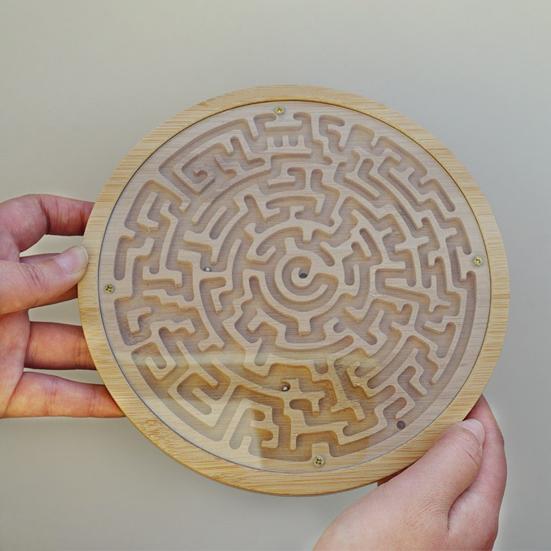 Wooden Labyrinth Board Game Toddlers Activity Board Brain Teaser Puzzle Logic Game Kids Teens Adults Round Marble Maze Board Educational Toy