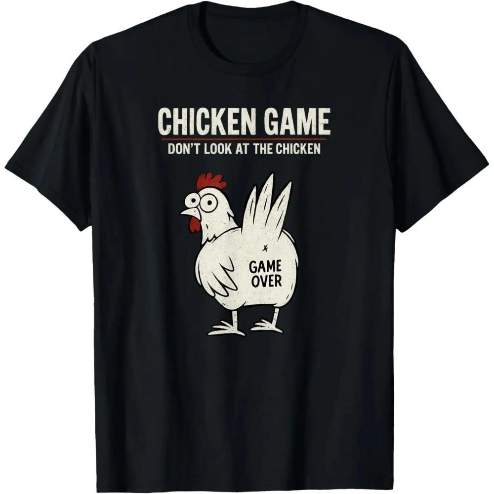 Hahnenspiel Schau den Hahn nicht an Lustiges Hühner-T-Shirt Individuell Bedrucktes Grafik-T-Shirt Herrenbekleidung Ropa