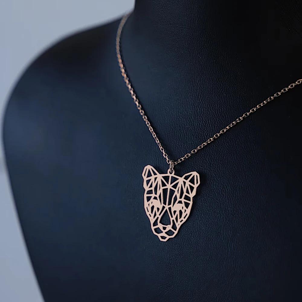 Punk Metal Leopardenkopf Halskette Hohl Design Tier Anhänger Halsketten Personalisierter Schmuck Geburtstagsgeschenke für Männer und Frauen
