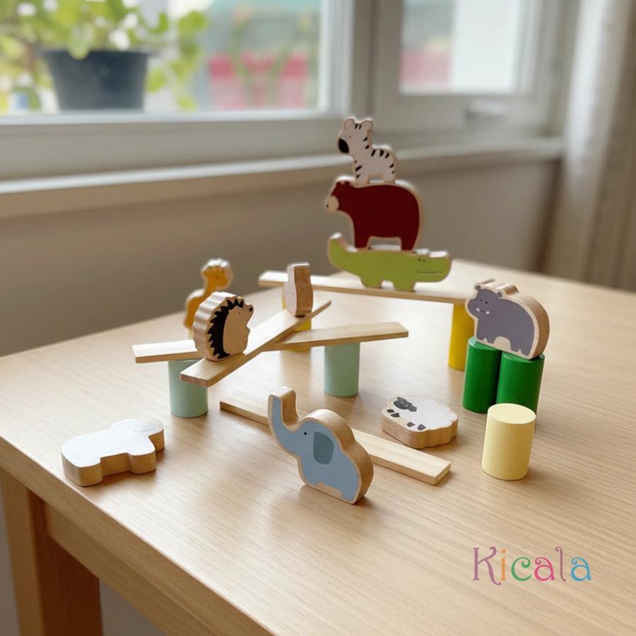 Animal Stacking Toys Kids Wooden Balance Stacking Montessori Toy Educational Development Learning Birthday Gift for 2-4 Year Old