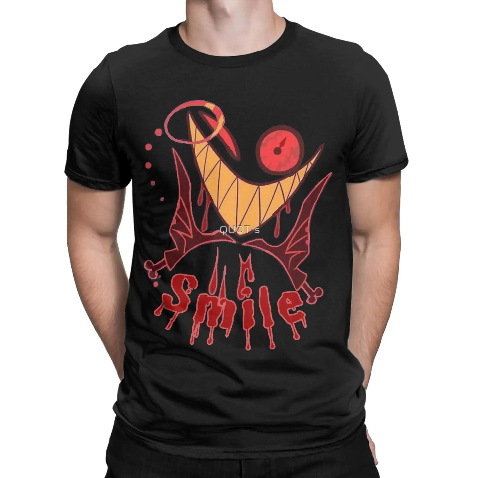 Funny Hazbin Hotel Alastor Smile Graphic Unisexs Pure Cotton Tshirt Breathable Short Sleeve Tee S