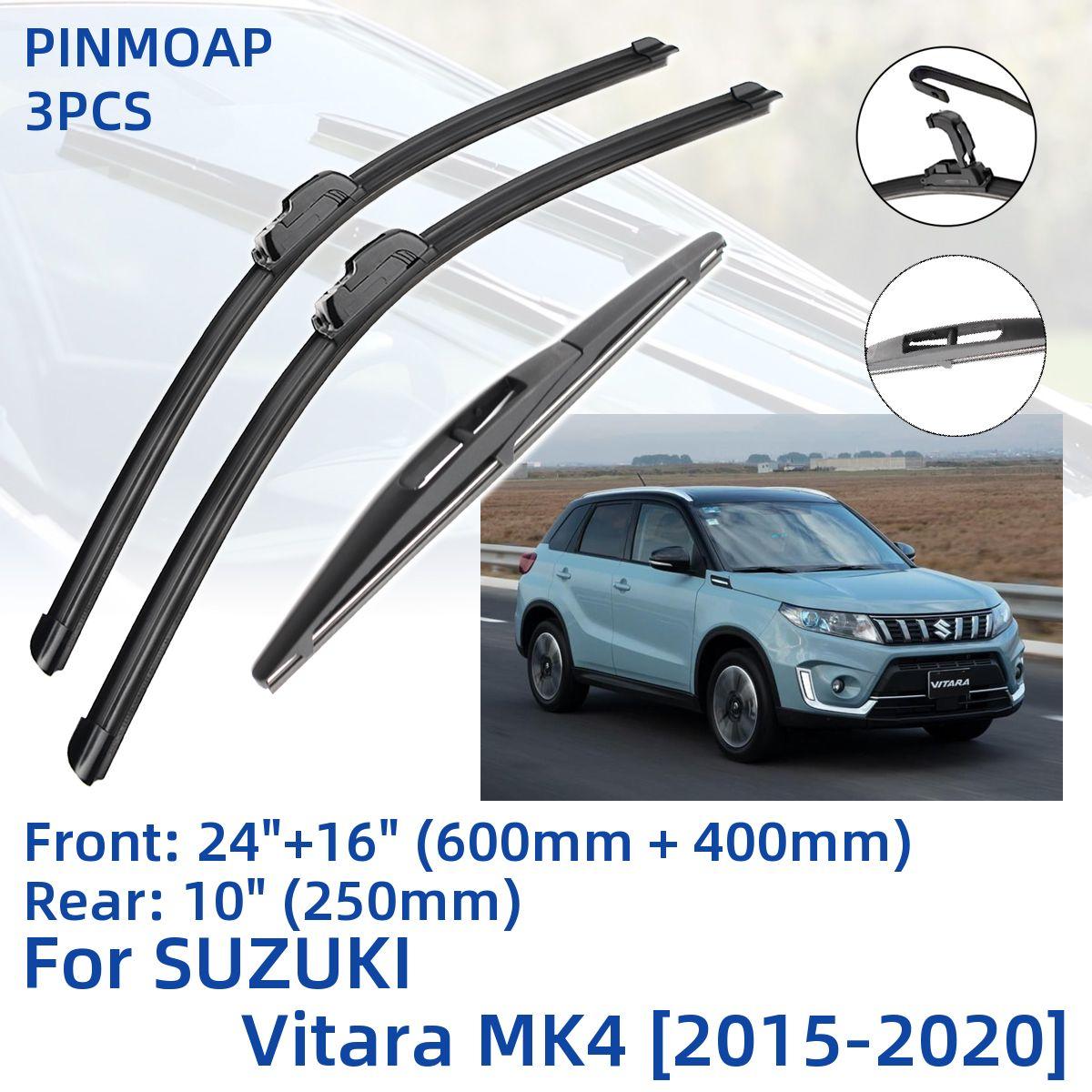 

3 шт. для SUZUKI Vitara MK4 2015-2020 24 "+ 16" + 10" передние и задние щетки стеклоочистителя, лобовое стекло, резак для окон, аксессуары 2015 2016 2017 2018 2019 2020
