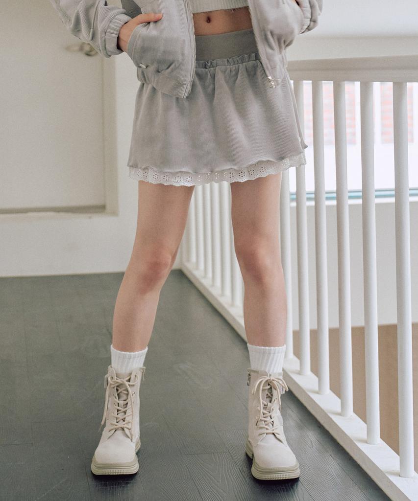 ZEROPLANET Chloe Velour Skirt Pants [Light Grey]