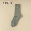 3 Pairs of Men's Winter Wool Ring Plus Velvet and Thick Warm Pure Color National Wind Tube Socks