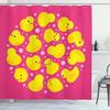 Duck Shower Curtain Cartoon Character Taking A Bath Colorful Drops Backdrop Dots,Cloth Fabric Bathroom Curtains with Hooks