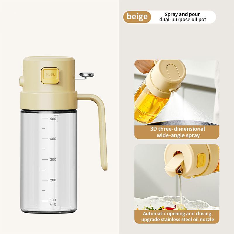 Kitchen Household Atomizing Oil Spray Bottle, Large Capacity 2-in-1 Spray & Pour Leak-Proof Oil Pot