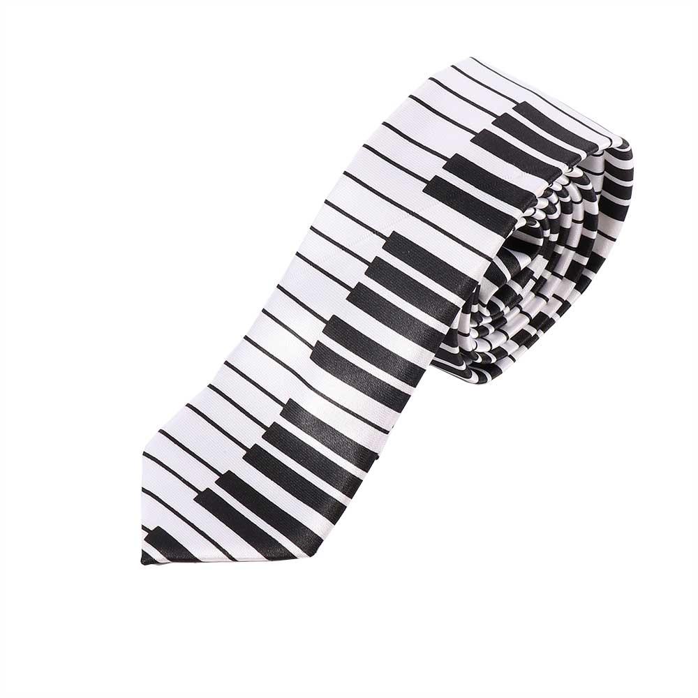 Gifts Classic for Men Fashion Black & White Skinny Tie Piano Keyboard Necktie Music Tie