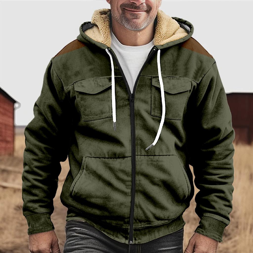 Men's Thickened Button Double Pocket Jacket With Pocket Insert Cotton Jacket