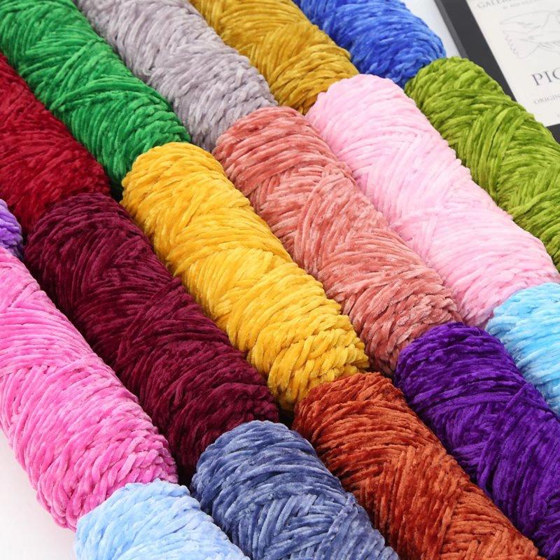 500g Chenille Soft Velvet Yarn Cotton Wool Yarn Crochet Yarn DIY Handmade Scarf Sweater Coat Blankets for Knitting Crafts
