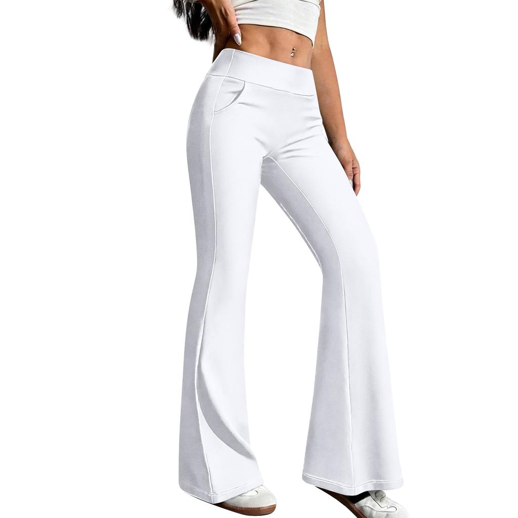 Damyogabyxor Casualbyxor Slacks Med Fickor Hög Midja