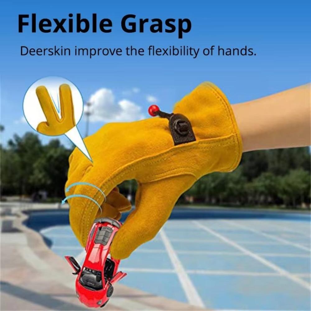 1 Pair Yellow Welding Gloves Heat-Resistant Work Gloves High Quality Cowhide Gloves  Workplace