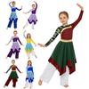 Tenue de Danse d'Adoration pour Filles Robe à Manches Longues Patchwork Imprimé à Ourlet Irrégulier avec Pantalon Large