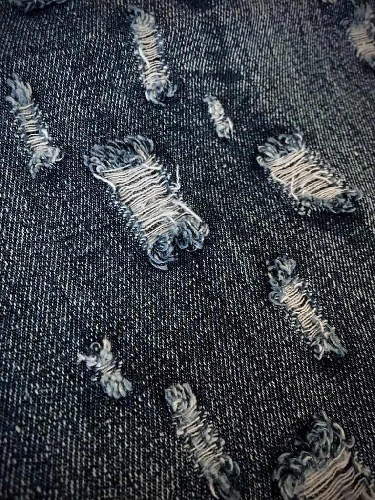 Distressed Denim Fabric Denim Remake Dark Navy Denim Fabric of Distressed Fabric, Scraps, Cotton, Bags, Pouches, DIY, (Set 2, Color)