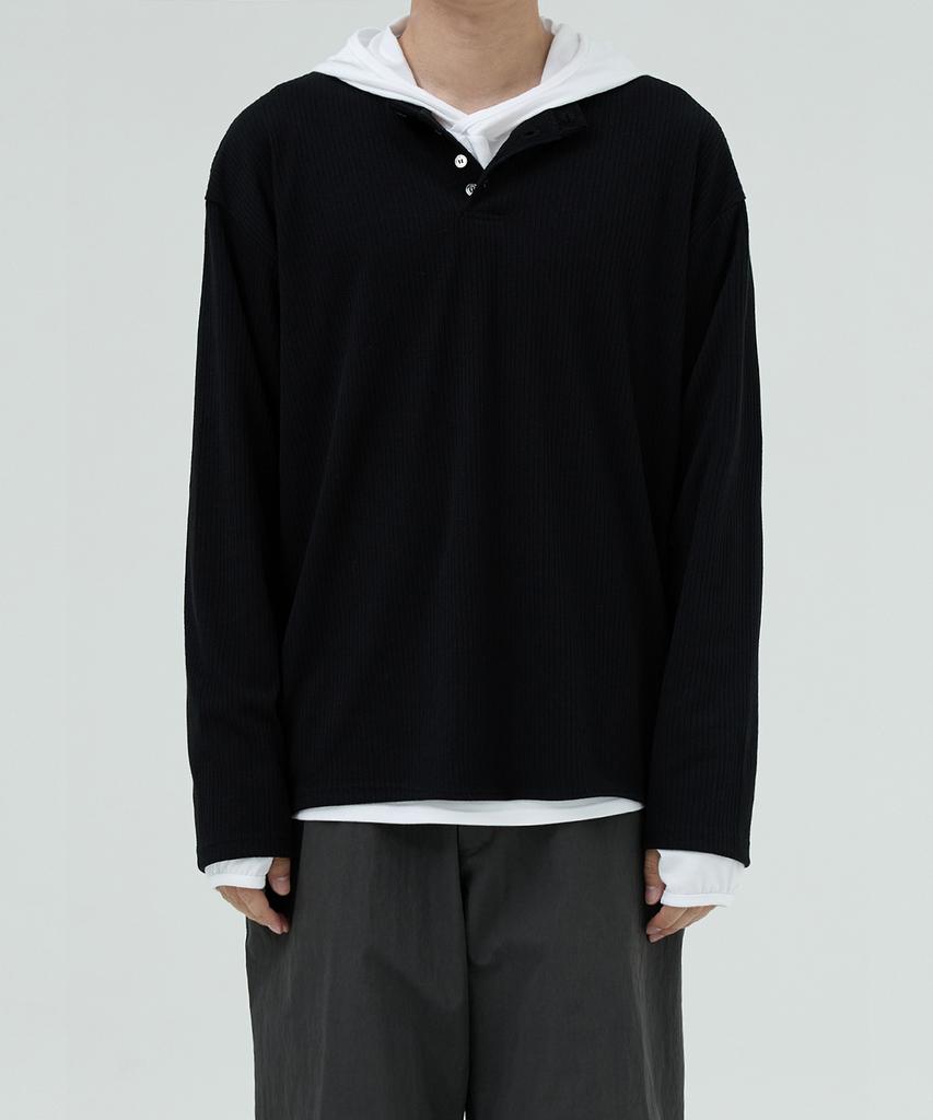 OX STUDIOS Moment Henley Neck Long Sleeve (Black)