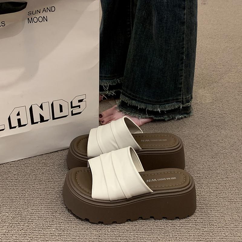 Summer Women Platform Thick Bottom Slippers Open Toe Slide Ladies Casual Beach Vacation Sandalias