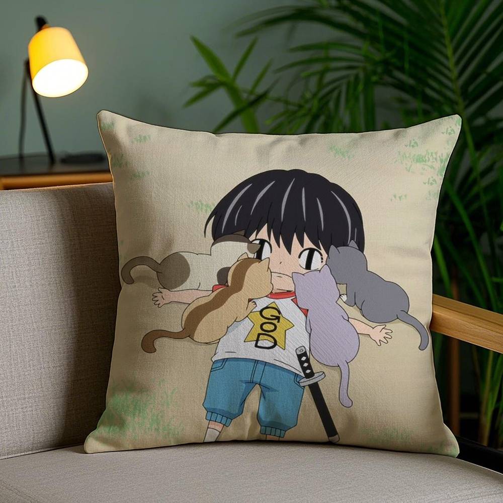 K-Kotaro Lives Alone Pillow Case Home Dorm Chair Back Short Plush Double-sided Printing Office Nap Time Cushion Cover