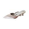 Cold Temperament! Silver Pointed Toe with Half Slippers Women's Satin Shoes