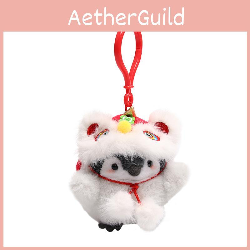 Penguin Plush Toy With Lion Dance Hanging Decor For New Year Celebrations
