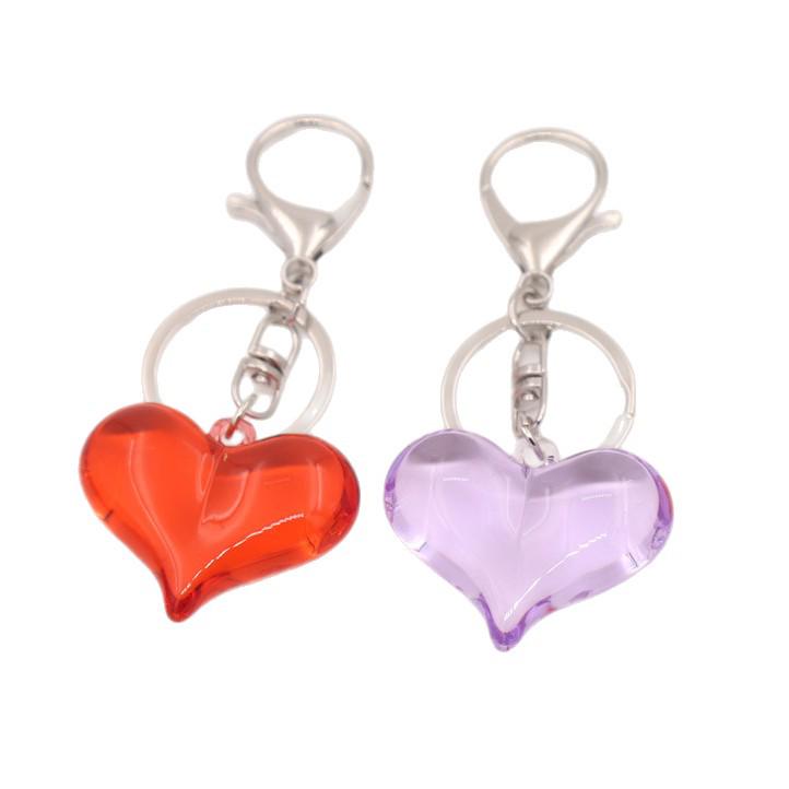 Clear Acrylic Heart Pendant Keychain Charm for Bags & Couples