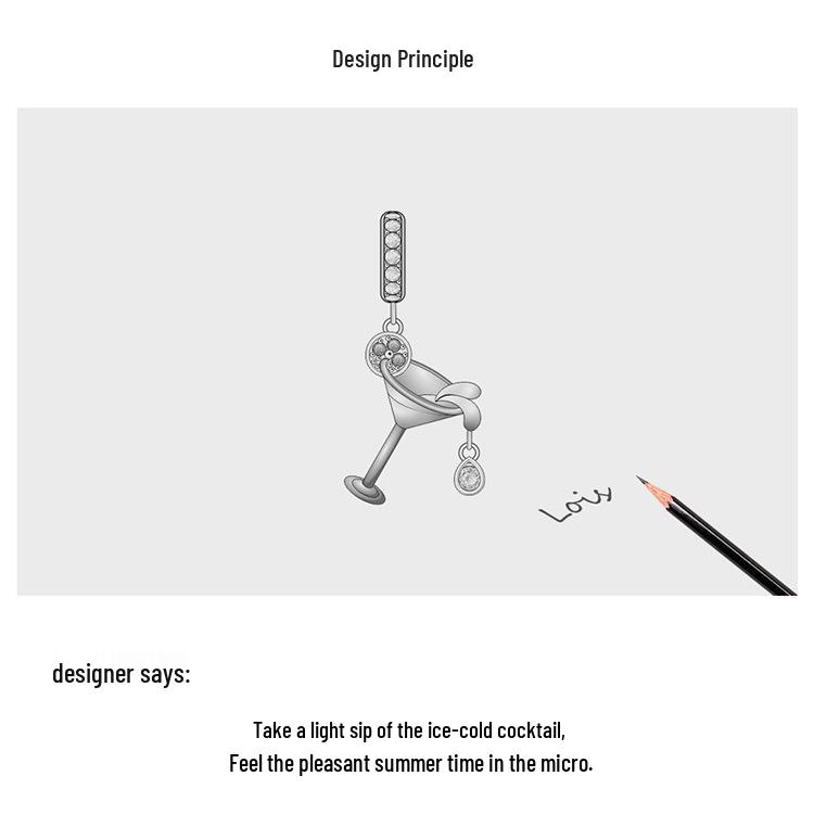 Yinziyun S925 Silber Weinglas Armband Anhänger - Kreativer Sommer DIY Schmuck BSC262