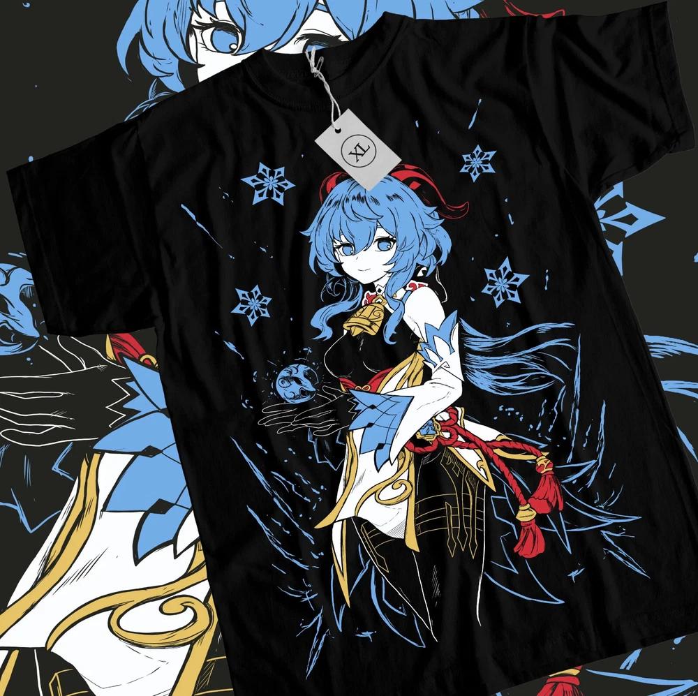 Anime Genshin Impact Ganyu Graphic Black TShirt Size S4XL S
