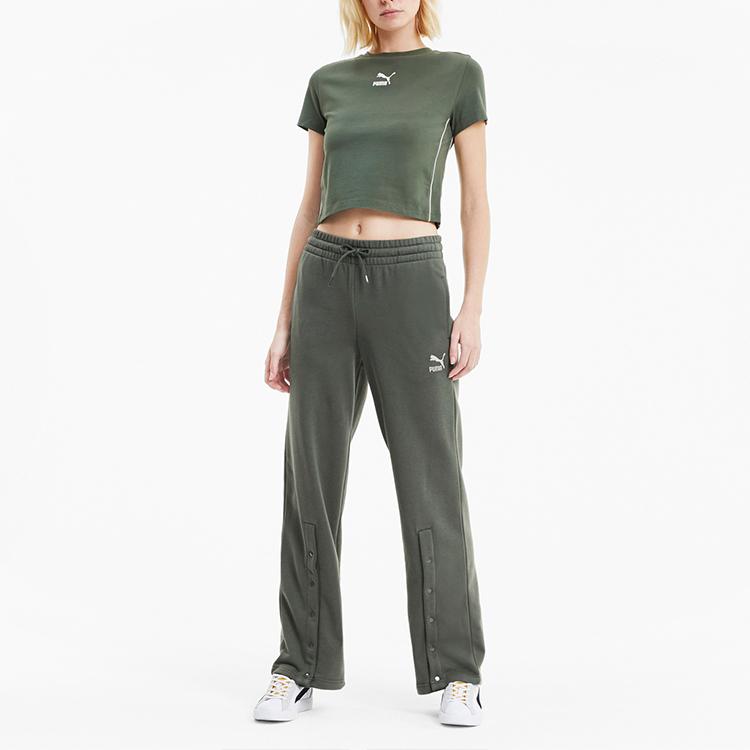Puma Classics Drawstring Casual Straight Leg Knit Pants Women pants Dark-Green 599223-64