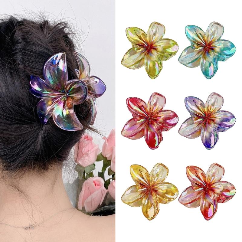 Pince à Cheveux Pince Crabe Thème Princesse Pince Crabe à Cheveux Jolie Frangipanier Attache Cheveux Barrettes Épingle à Cheveux Maintien Fort pour Filles