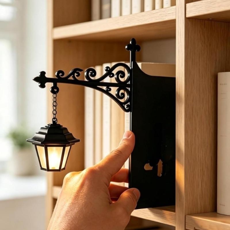 Vintage Gothic Metal Reading Lamp Led Night Light Ornament Book Decor Hanging Bookshelf Lamp For Study Home Library