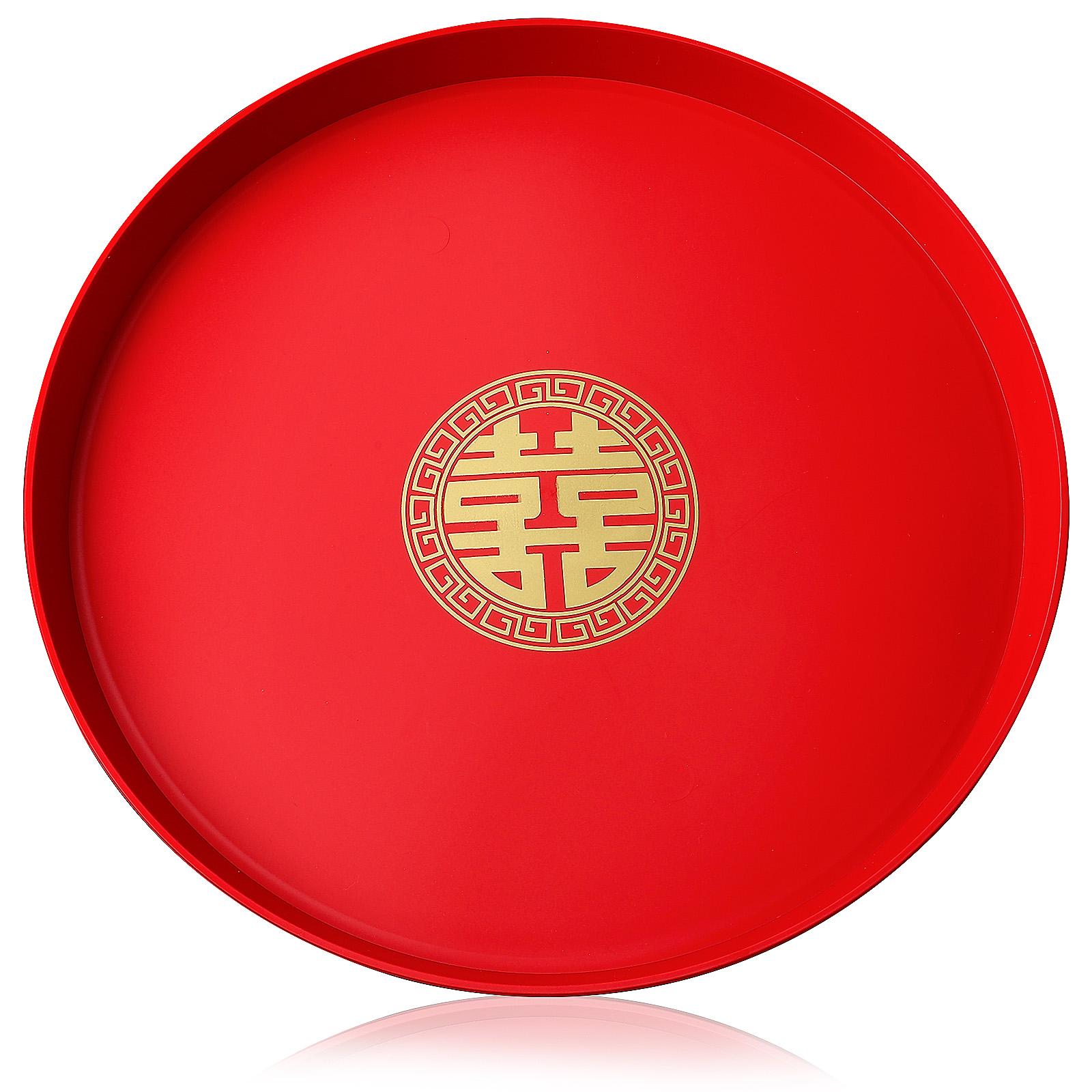 

Фруктовая тарелка Красные подносы Китайский Новый год Конфеты Свадебные принадлежности Контейнеры для закусок Украшения Миски 32.00X32.00X2.50CM