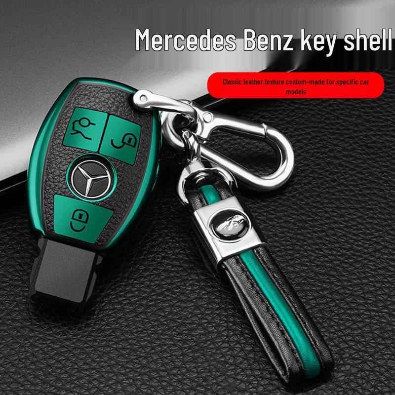 Mercedes-Benz Car Key Shell TPU Cover for CLA200, GLC260, C260L, GLA, C300 - Electroplated with Buckle (Female Design)