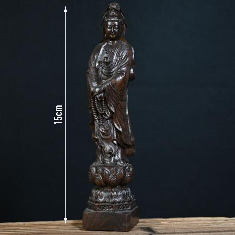 

Резная деревянная фигурка Авалокитешвары, маленькая буддийская статуя Будды, эстетическое храмовое поклонение, ремесла, украшения для гостиной