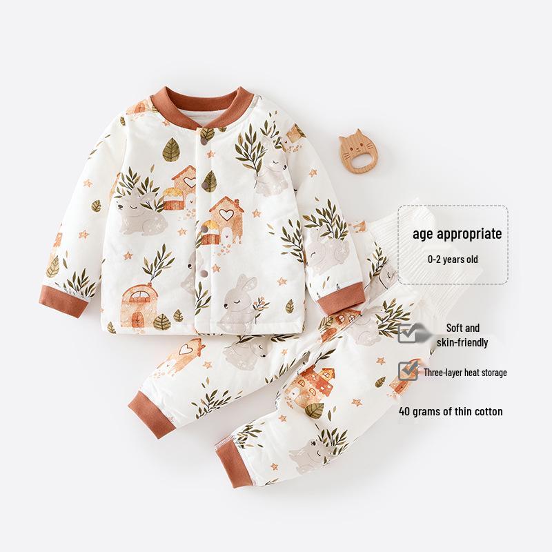 40g Baby Baumwollunterwäsche & Pyjama-Set - Hohe Taille, Bauchschutz, Herbst/Winter Wärme