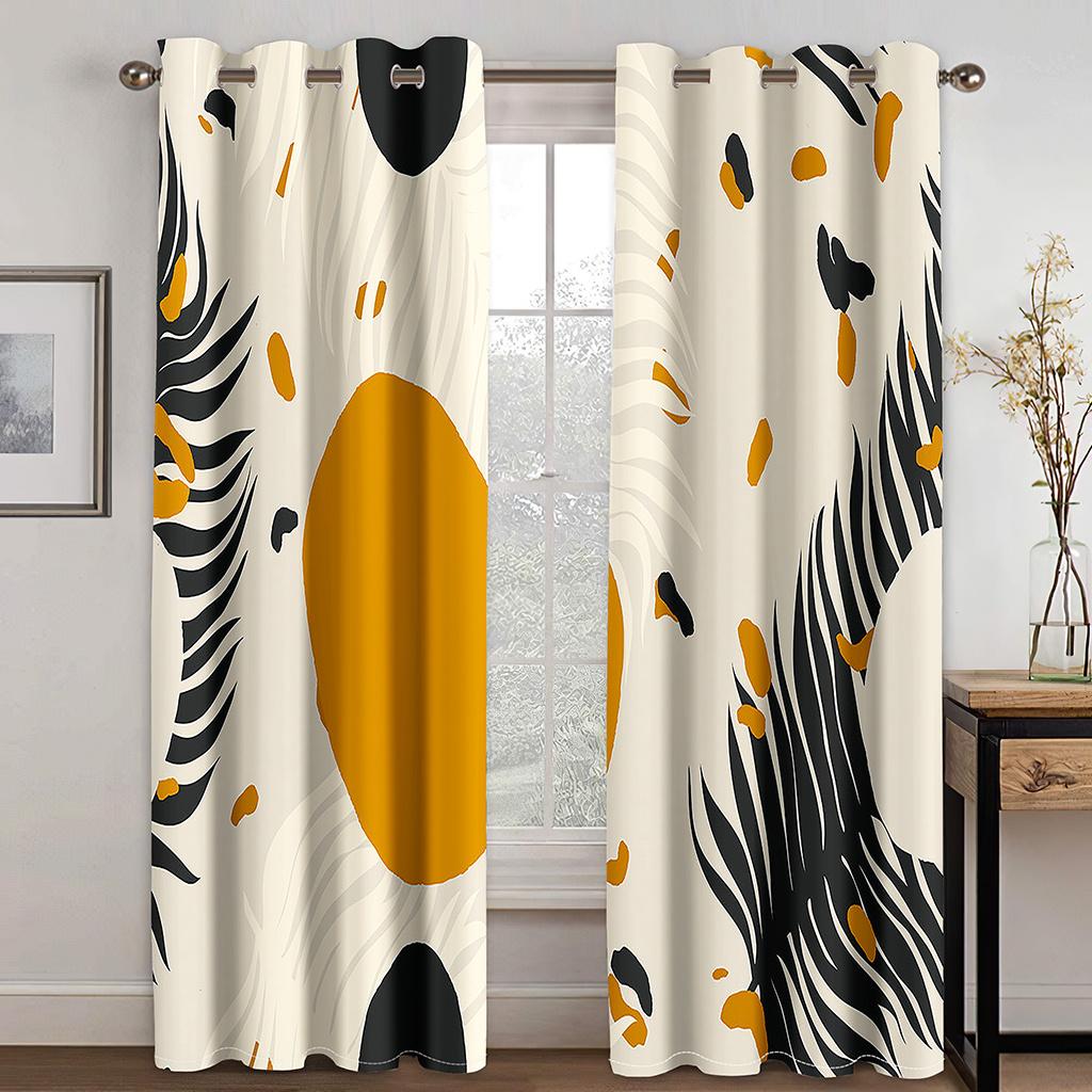 Moderní geometrické kruhové závěsy černé bílé okenní závěsy 2 panely abstraktní obývací pokoj ložnice domácí dekorace