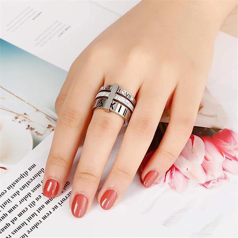 Starry Night European & American 3-in-1 Multi-Ring with Roman Lettering - Trendsetter Fashion Jewelry