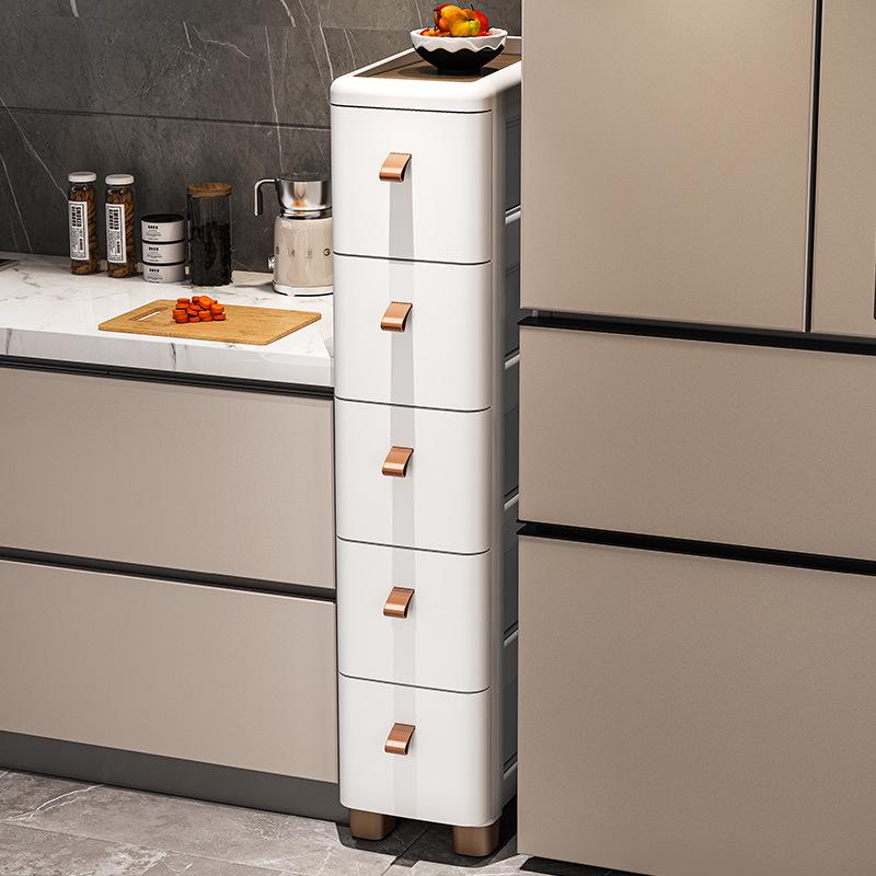 Gap Narrow Edge Multi-Layer Movable Storage Cabinet with Drawer for Kitchen, Available in 18/25/30cm Sizes