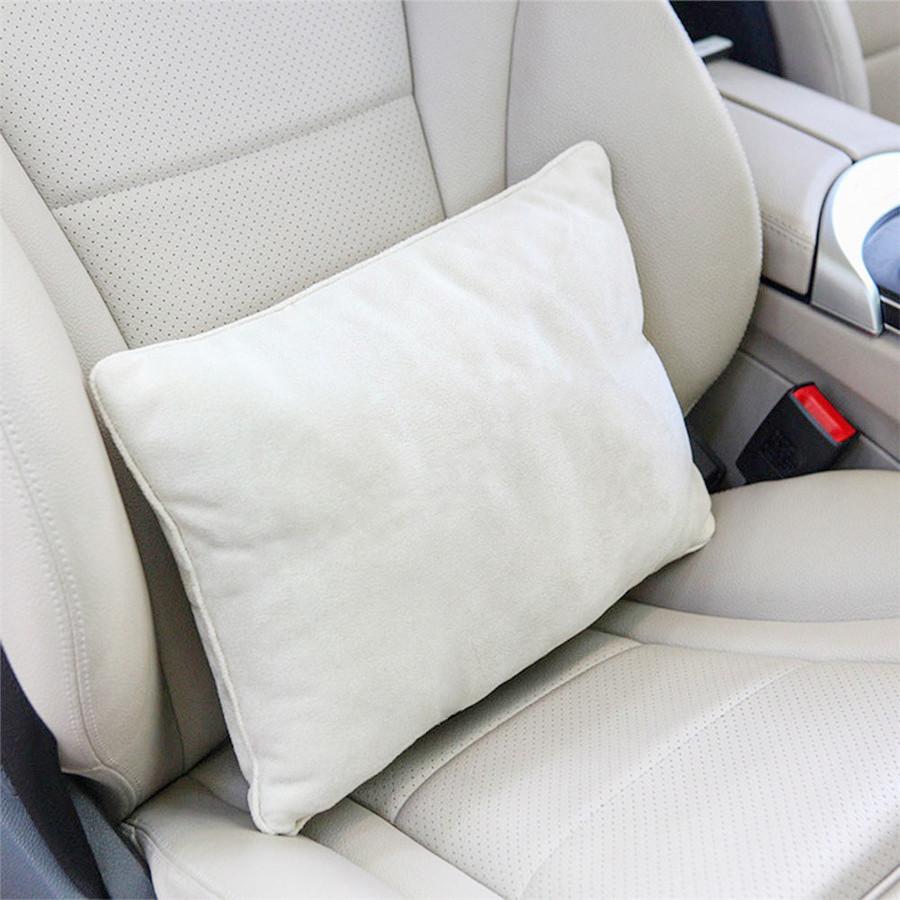 

1 Set Of Adjustable Car Seat Neck Headrest + Lumbar Support Beige Universal
